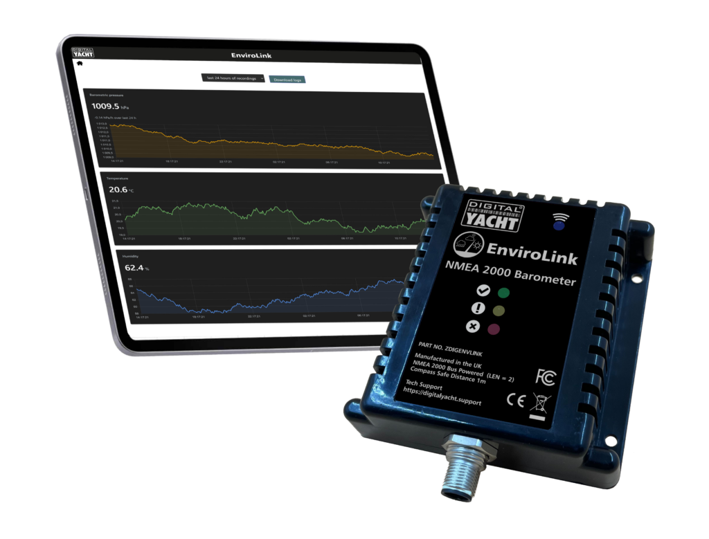 EnviroLINK מבית Digital Yacht: ברומטר, טמפרטורה ולחות פנימית למערכות NMEA 2000